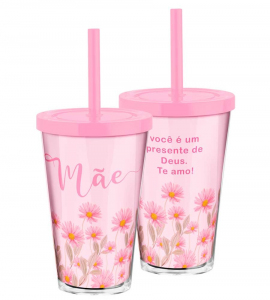 COPO CANUDO 550ML MÃE PRESENTE DE DEUS