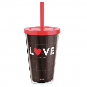 COPO CANUDO 550ML LOVE FOREVER