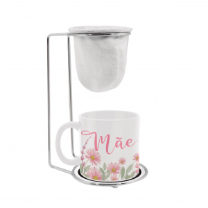 KIT CAFÉ PORCELANA 100ML BRANCA MÃE PRESENTE DE DEUS