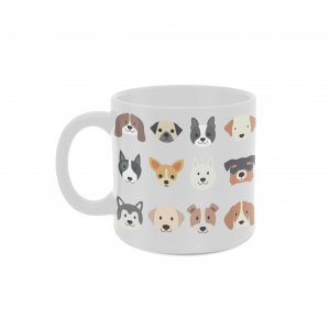 CANECA 330ML BRANCA  RAÇA CACHORROS