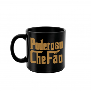 CANECA 330ML PRETA PODEROSO CHEFÃO GOLD