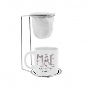 KIT CAFÉ PORCELANA 100ML BRANCA MÃE EXPRES. DO AMOR