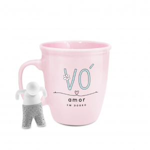 CANECA COM INFUSOR SILICONE VÓ, AMOR EM DOBRO