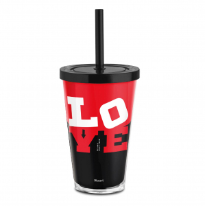COPO CANUDO ACRILICO 550ML LOVE