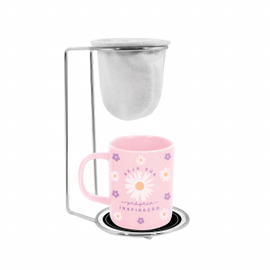 KIT CAFÉ PORCELANA 100ML ROSA INSPIRAÇÃO