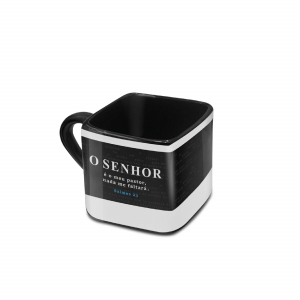 CANECA QUADRADA PRETA O SENHOR É O MEU PASTOR