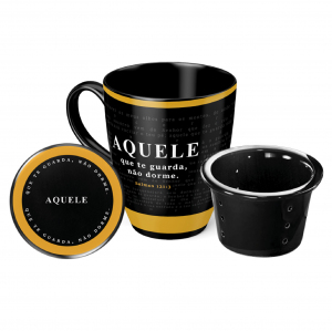 CANECA INFUSOR PRETA 300ML AQUELE QUE TE GUARDA