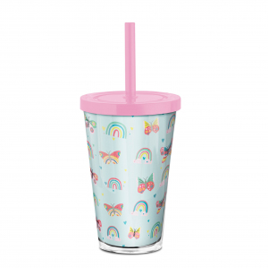 COPO CANUDO 550ML BORBOLETAS