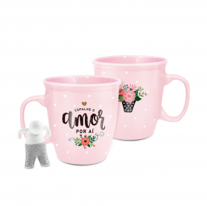 CANECA COM INFUSOR SILICONE ESPALHE AMOR