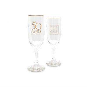 JOGO TAÇA CHAMPAGNE 180ML BODAS DE OURO (2 peças)