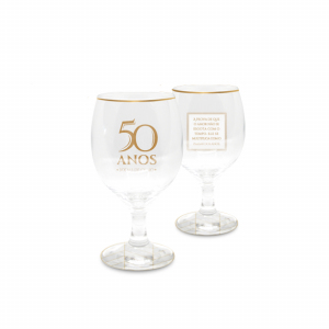 JOGO TAÇA VINHO 250ML BODAS DE OURO (2 peças)