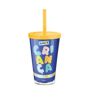 COPO CANUDO 550ML AZUL PARA A CRIANÇA MAIS LINDA