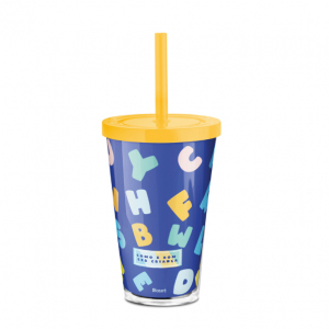 COPO CANUDO 550ML AZUL COMO É BOM SER CRIANÇA