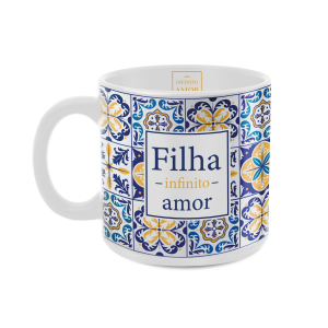 CANECA 330ML BRANCA FILHA AZULEJO PORTUGUES