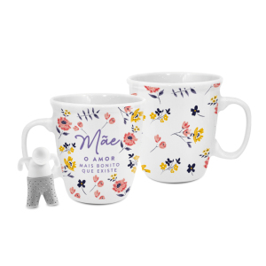 CANECA COM INFUSOR SILICONE MÃE AMOR MAIS BONITO
