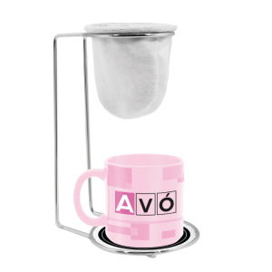 KIT CAFÉ PORCELANA 100ML ROSA AVÓ DUAS VEZES MÃE