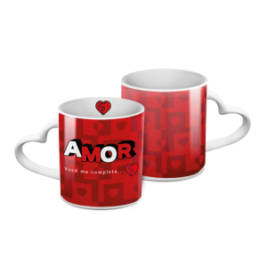 CANECA 300ML ALÇA CORAÇÃO VOCÊ ME COMPLETA