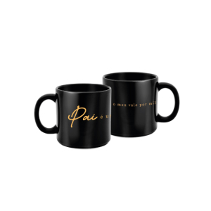 CANECA 100ML PRETA GOLD PAI VALE POR MIL