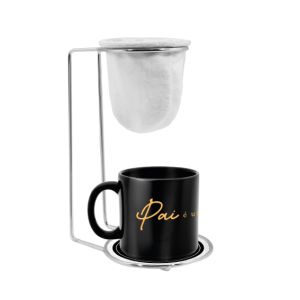 KIT CAFÉ PORCELANA 100ML  PRETA GOLD PAI VALE POR MIL