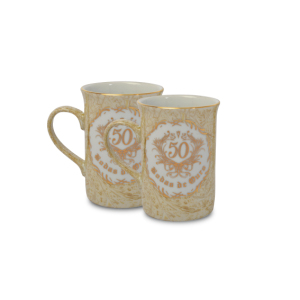 JOGO DE CANECAS 240ML BODAS OURO (2 peças)
