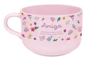 XÍCARA CONSME PORCELANA AMIGA! 450ML ROSA