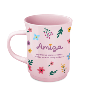 CANECA AMERICANA CERÂMICA AMIGA! 200ML ROSA