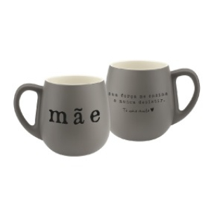 CANECA BALL 440ML CINZA MÃE SUA FORÇA ME ENSINA