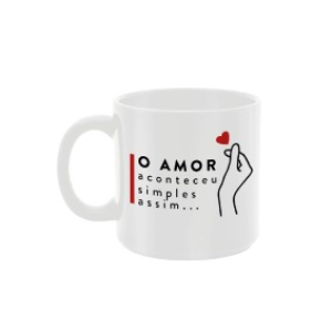 CANECA 100ML BRANCA O AMOR ACONTECEU
