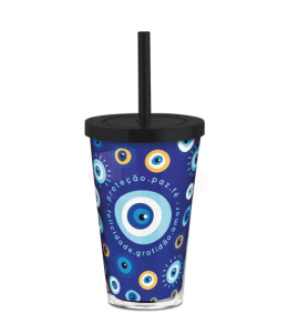 COPO CANUDO 550ML OLHO GREGO